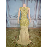 Golden Glamour - Handmade Crystal Dress